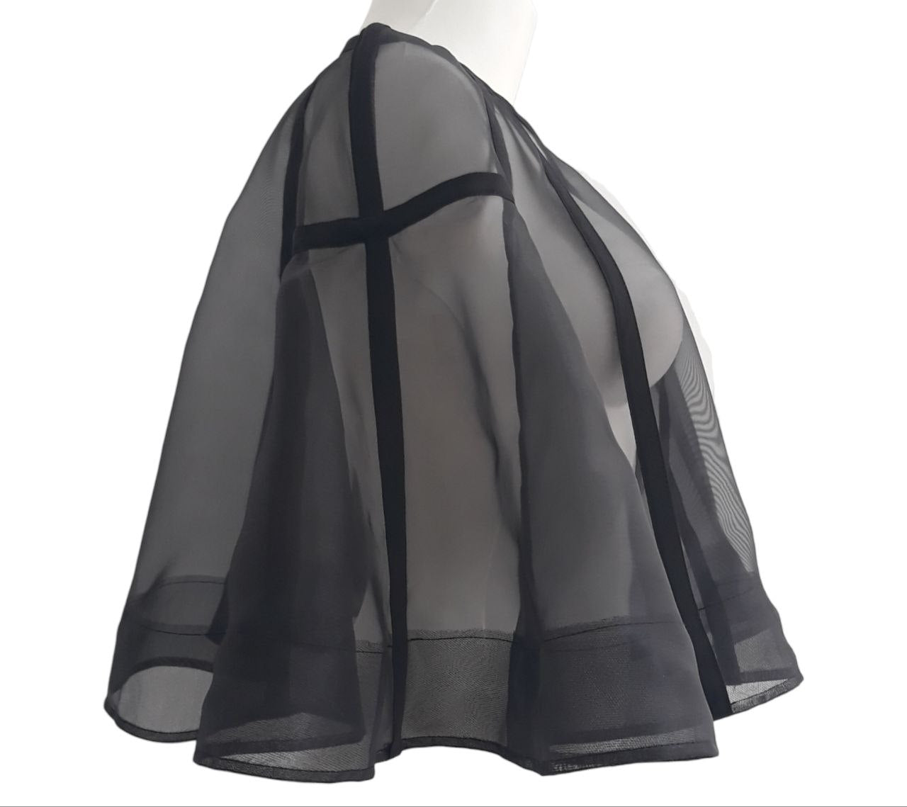 Italian Organza Transparent Cape — Sheer Bridal Shoulder Wrap — Short Wedding Cloak & Avant-Garde Evening Cover-Up by DomdRich Studio