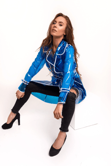 Women’s Classic Vinyl Trench Coat – Glossy Transparent Outerwear with Removable hood!