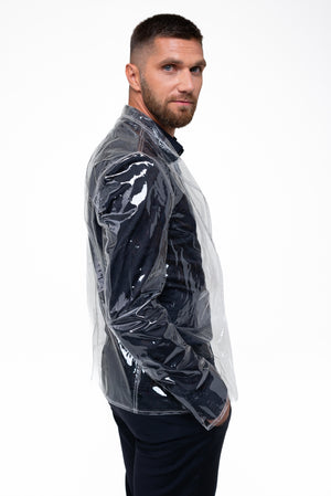 Classic Clear Men’s Jacket. Festive transparent blazer. Clear Rain Jacket