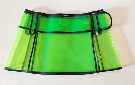 Neon Green vinyl mini skirt with black trim A - silhouette  on a white background