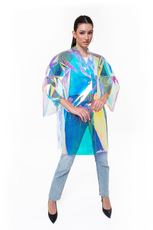 NEW Gorgeous Iridescent Unisex Coat! Outstanding TPU Trench Coat. Party clothing.
