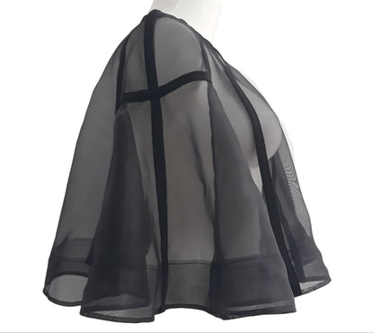 Italian Organza Transparent Cape — Sheer Bridal Shoulder Wrap — Short Wedding Cloak & Avant-Garde Evening Cover-Up by DomdRich Studio