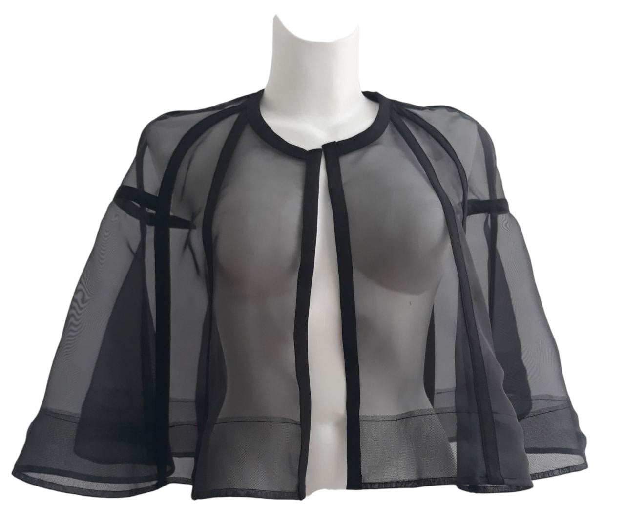 Italian Organza Transparent Cape — Sheer Bridal Shoulder Wrap — Short Wedding Cloak & Avant-Garde Evening Cover-Up by DomdRich Studio