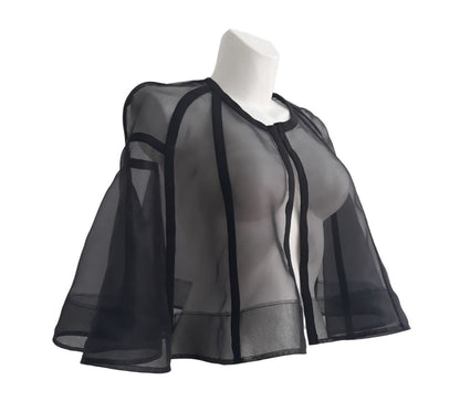 Italian Organza Transparent Cape — Sheer Bridal Shoulder Wrap — Short Wedding Cloak & Avant-Garde Evening Cover-Up by DomdRich Studio