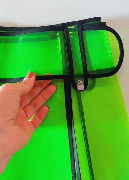 The green vinyl mini skirt | Transparent neon skirt for women | Party Skirt
