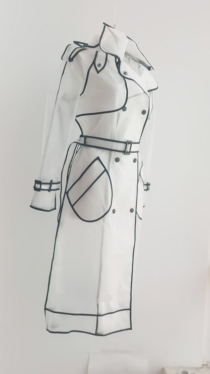 The classic translucent trenchcoat. Womans Avant-Garde Raincoat.