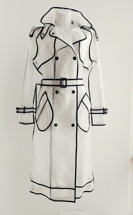 The classic translucent trenchcoat. Womans Avant-Garde Raincoat.