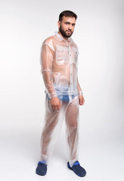 Translucent Men's TPU Costume! Clear Jacket and Pants set!