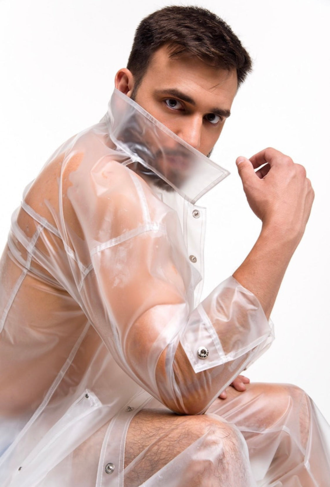 Translucent Men's TPU Costume! Clear Jacket and Pants set!