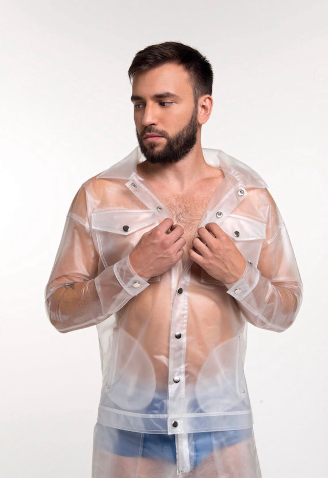 Translucent Men's TPU Costume! Clear Jacket and Pants set!