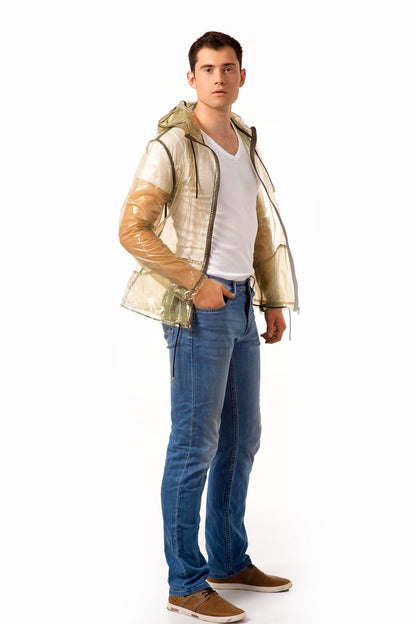 Men's Vinyl sport Jacket! Transparent Rain Jacket.