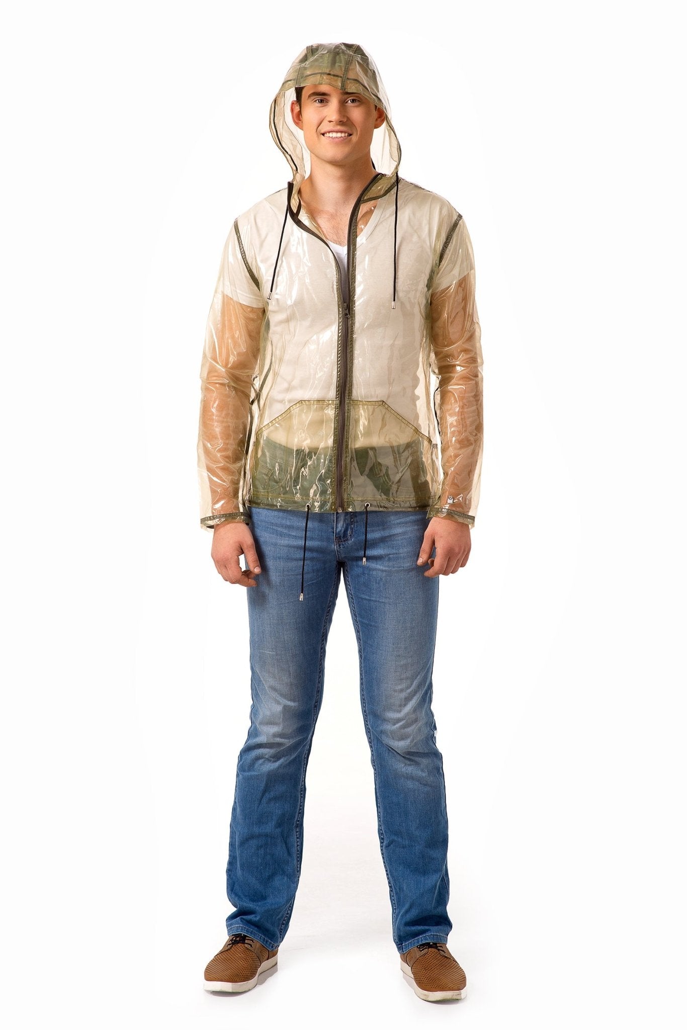 Men's Vinyl sport Jacket! Transparent Rain Jacket.