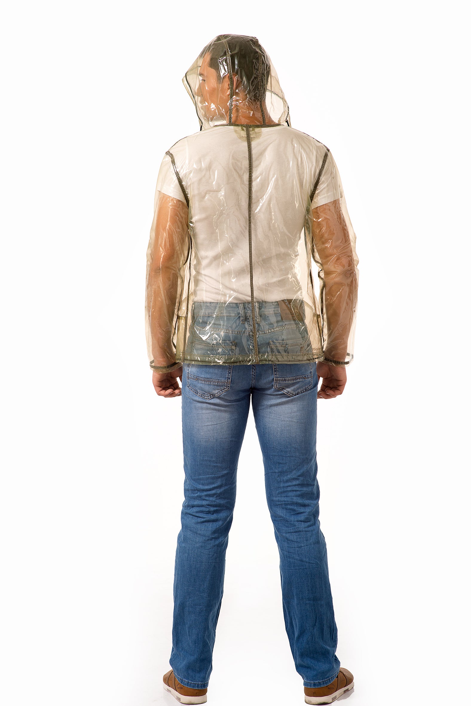 Men's Vinyl sport Jacket! Transparent Rain Jacket.