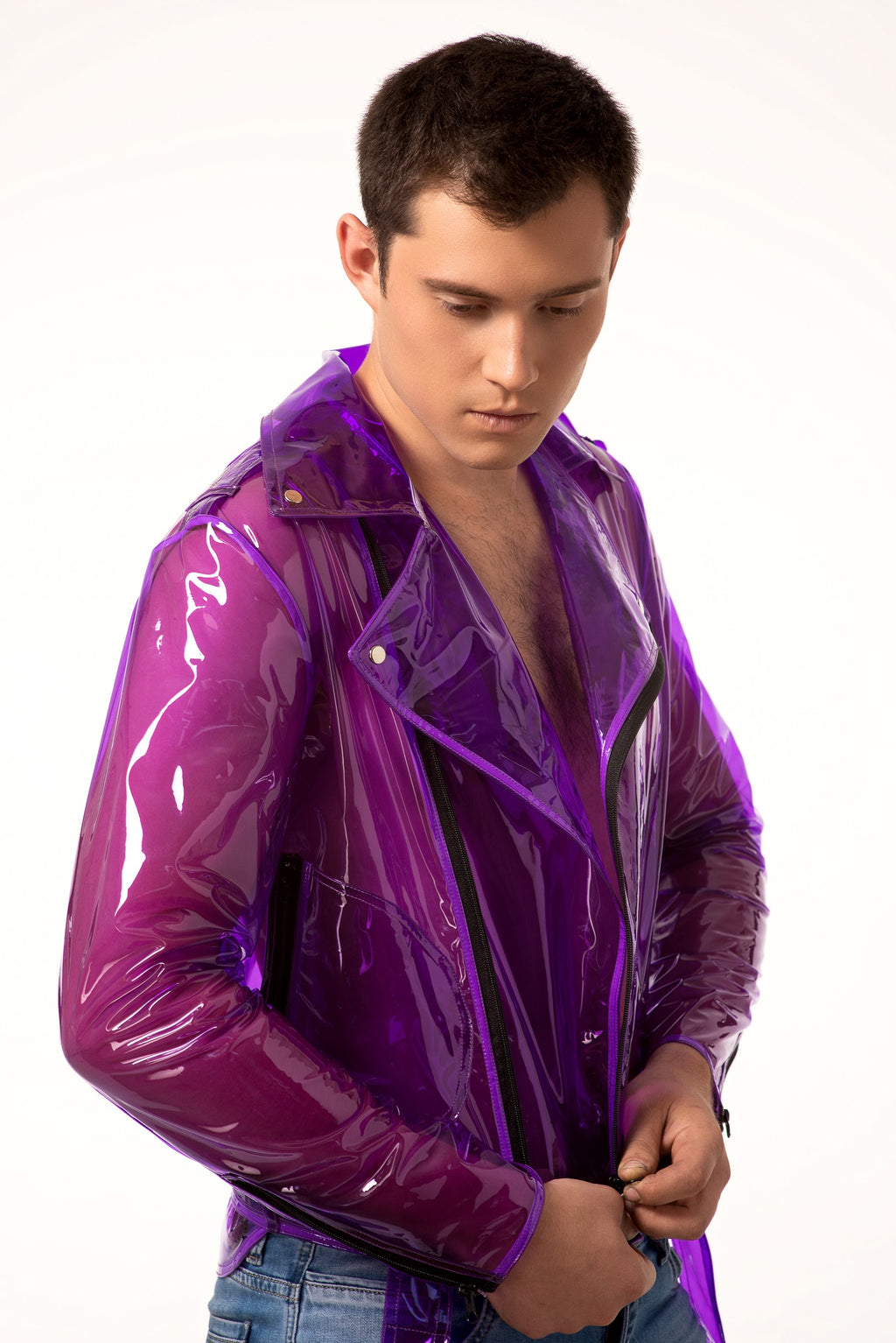 Classic Transparent men's Blazer. Iridescent men's clothing! Waterproo –  DOMDRICH