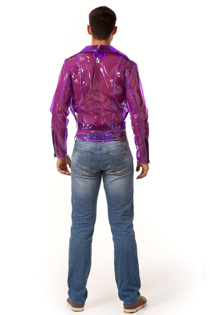 Men’s  Vinyl Biker Jacket. Motorcycle Transparent Jacket.