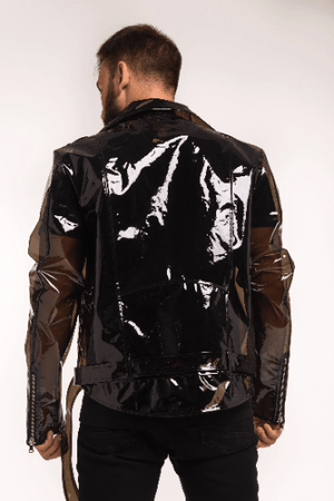 Transparent Smoked Vinyl Biker Men's Motorcycle Jacket