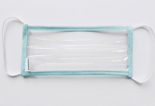 Clear vinyl face cover with different colors of trim. Unique and created to keep you safe accessory!