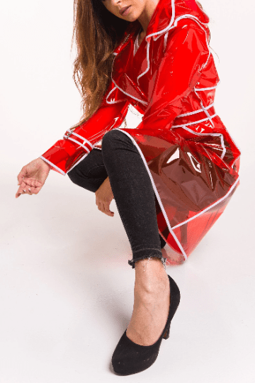 NEW Stylish Transparent Trench Rain Coat with Removable hood!
