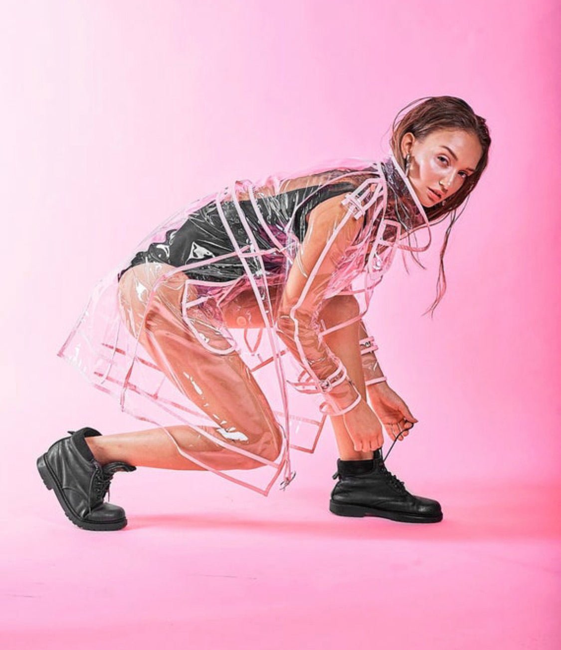 Ladies Transparent TPU Trench coat. Unique Clear Raincoat. Perfect protecting clothes!