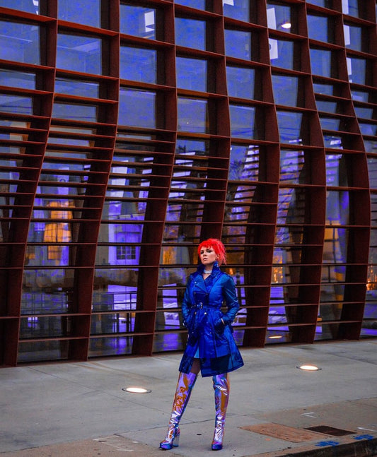 Stylish Colored Transparent Vinyl Trench Raincoat.