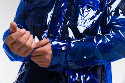 Men’s designed Rain Jacket with removable hood! Men’s transparent clothing.