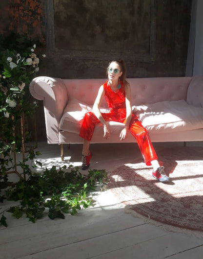 Stylish TPU Set — Gorgeous Transparent Tinted Top & Pants — High-End Avant-Garde Clear PVC Sportswear & Futurist Streetwear by Domdrich Studio