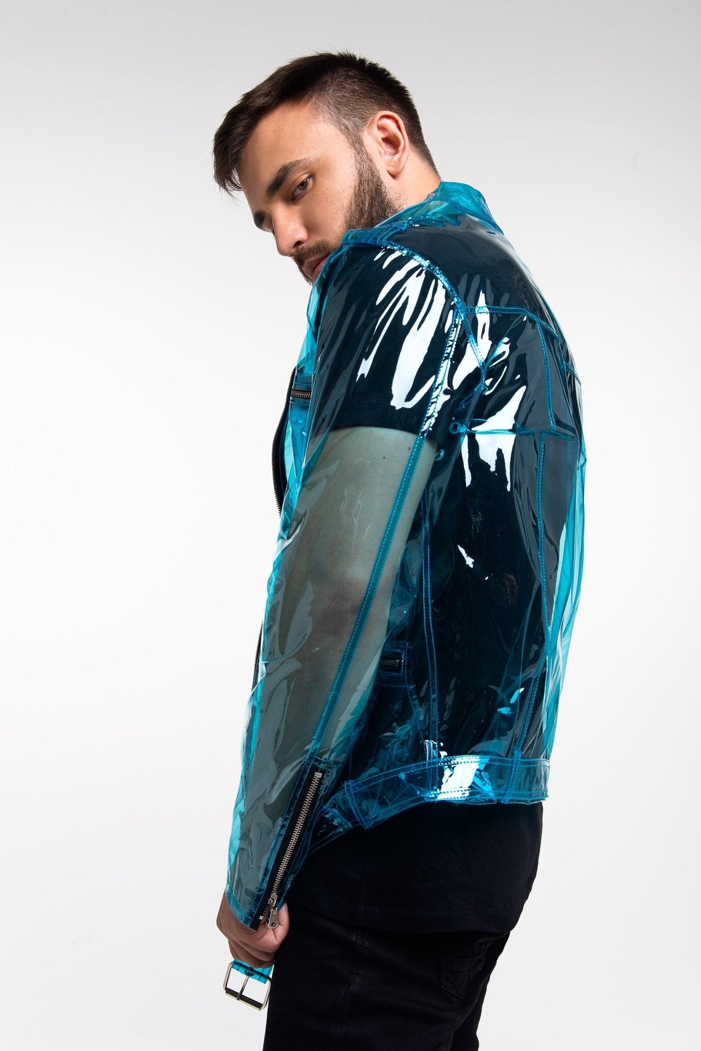 Sport men's Biker Jacket. Transparent men’s clothing! Motorcycle Jacket.