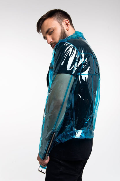 Sport men's Biker Jacket. Transparent men’s clothing! Motorcycle Jacket.
