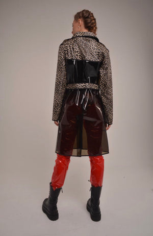 Classic Smoked Transparent Tpu - Vegan Leather Leopard Rain coat.