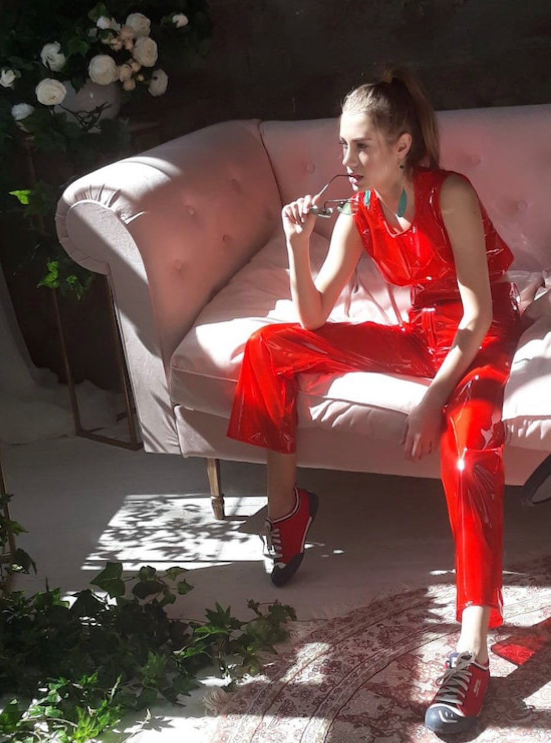 Stylish TPU Set — Gorgeous Transparent Tinted Top & Pants — High-End Avant-Garde Clear PVC Sportswear & Futurist Streetwear by Domdrich Studio