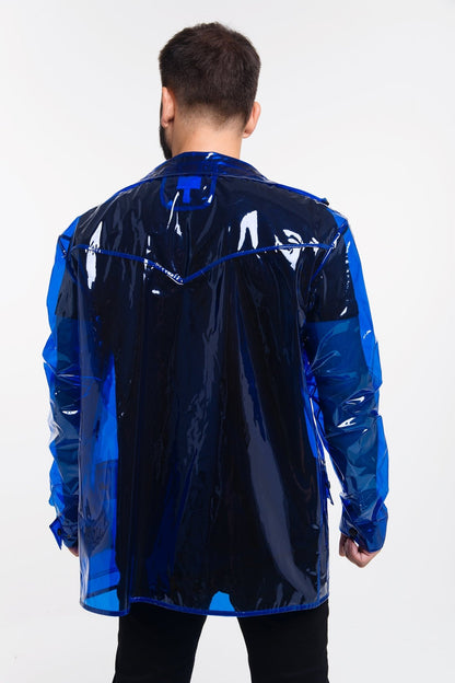 Men’s designed Rain Jacket with removable hood! Men’s transparent clothing.